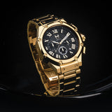 AM1001SS - AMBASSADOR POLISHED 18K GOLD / BLACK / SS BAND