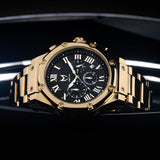 AM1001SS - AMBASSADOR POLISHED 18K GOLD / BLACK / SS BAND