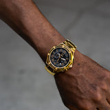 AM1001SS - AMBASSADOR POLISHED 18K GOLD / BLACK / SS BAND