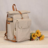 Carmel Roll Top Picnic Backpack Cooler with Utensil Set & Glass Water Bottles by Picnic Time Family of Brands