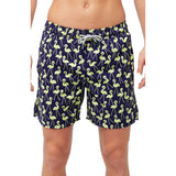 Tom & Teddy Men's Flamingos Swim Trunk | Dark Blue and Yellow