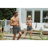 Tom & Teddy Men's Flamingos Swim Trunk | Dark Blue and Yellow