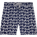 Tom & Teddy Men's Turtle Swim Trunk | Deep Blue and White