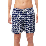 Tom & Teddy Men's Turtle Swim Trunk | Deep Blue and White