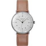 Junghans Max Bill Hand Winding Matt Silver Watch | Brown Calfskin Strap 027/3701.04