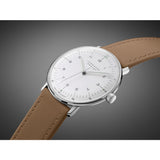 Junghans Max Bill Hand Winding Matt Silver Watch | Brown Calfskin Strap 027/3701.04
