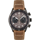 Junghans Meister Pilot Brown-Grey Watch | Brown Cowhide Leather Strap 027/3794.00