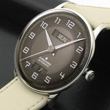 Junghans Meister Driver Day Date Watch | Sand Calf Leather Strap 027/4721.01