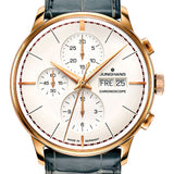 Junghans 18ct Gold Meister Chronoscope Watch | Alligator Leather Strap 027/9700.01