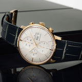 Junghans 18ct Gold Meister Chronoscope Watch | Alligator Leather Strap 027/9700.01