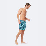 Tom & Teddy Men's Leaf Swim Trunk | Aqua and Navy