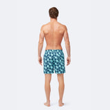 Tom & Teddy Men's Leaf Swim Trunk | Aqua and Navy