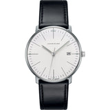 Junghans Max Bill Quartz Matt Silver Watch | Black Calfskin Strap 041/4817.04