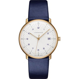 Junghans Max Bill Quartz Matt White Watch | Blue Calfskin Strap 041/7849.00