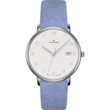 Junghans Form Damen Matt Silver Watch | Blue Calfskin Strap 047/4852.00