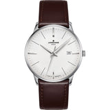 Junghans Meister Mega Matt Silver Watch | Brown Horse Leather Strap 058/4800.00