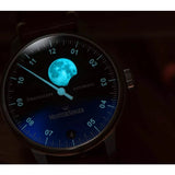 MeisterSinger Stratoscope Watch | 43mm Black | Vintage Saddle Leather Brown