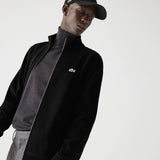 Lacoste Zippered Stand-Up Collar Piqué Fleece Sweatshirt | Black