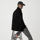 Lacoste Zippered Stand-Up Collar Piqué Fleece Sweatshirt | Black 