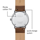 Sternglas Naos Quartz Watch Leather Strap | White Silver/Premium Darkbrown