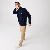 Lacoste Men's Zippered Stand-Up Fleece Sweatshirt | Navy Blue/170