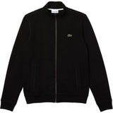 Lacoste Zippered Stand-Up Collar Piqué Fleece Sweatshirt | Black