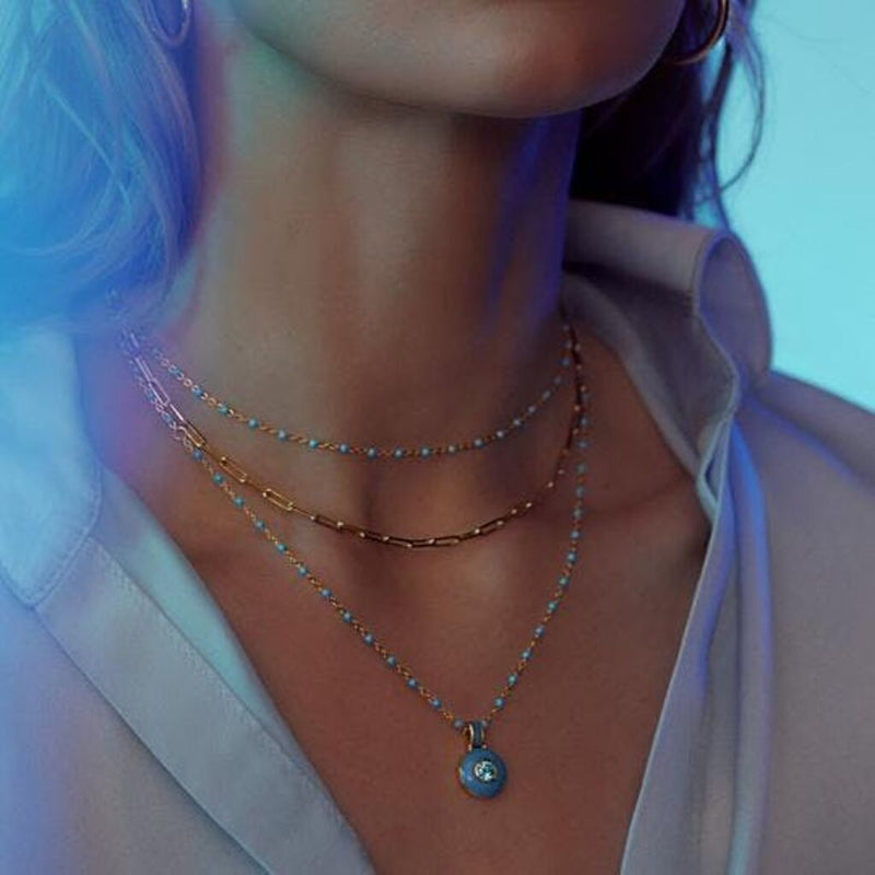 Awe Inspired Aura Necklace | Beaded Enamel Chain