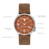 Columbia Collegiate Canyon Ridge Texas Longhorns Men's Analog Watch | Saddle Color Leather Strap