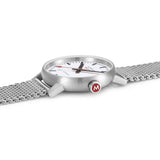 Mondaine Official Swiss Railways Automatic Watch EVO2 | Stainless Steel Brushed/White Dial/Mesh Bracelet