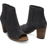 TOMS Women's Forged Iron Suede Perforated Leaf Majorca Peep Toe Booties | Grey - 10010929 -6