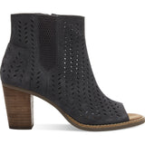TOMS Women's Forged Iron Suede Perforated Leaf Majorca Peep Toe Booties | Grey - 10010929 -6.5