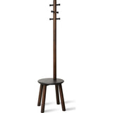 Umbra Pillar Stool W/ Built-In Coat Rack | Black/Walnut