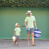 Tom & Teddy Boy's Turtle Swim Trunk | Deep Blue and White