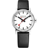 Mondaine Official Swiss Railways Watch EVO2 Pay Chip | White Dial/Black Leather Strap