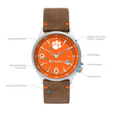 Columbia Collegiate Canyon Ridge Clemson Tigers Men's Analog Watch | Saddle Color Leather Strap