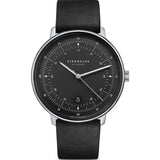Sternglas Hamburg Quartz Watch Leather Strap | Satined-Graphite Silver/Vintage Nero