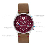 Columbia Collegiate Canyon Ridge Texas A&M Aggies Men's Analog Watch | Saddle Color Leather Strap
