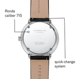 Sternglas Hamburg Quartz Watch Leather Strap | Satined-Graphite Silver/Vintage Nero