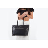 Kiko Leather Mid Zip Tote Bag | Black