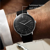 Sternglas Hamburg Quartz Watch Leather Strap | Satined-Graphite Silver/Vintage Nero