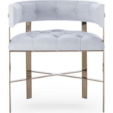 Resource Decor Art Dining Chair Tufted | White Leather/Mirrored Brass