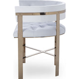Resource Decor Art Dining Chair Tufted | White Leather/Mirrored Brass