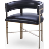 Resource Decor Art Dining Chair | Black Leather/Mirrored Brass