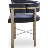 Resource Decor Art Dining Chair | Black Leather/Mirrored Brass