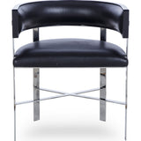Resource Decor Art Dining Chair | Black Leather/Stainless Steel
