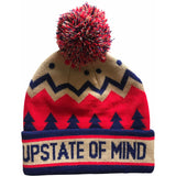Upstate Of Mind Winter Pom Beanie | Tan/Red/Blue