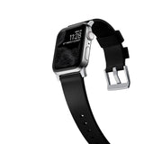 Nomad Modern Apple Watch Strap | Black Leather/Silver Hardware