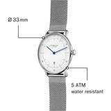 Sternglas Naos Xs Quartz Watch Metal Strap | White Silver/Milanaise Silver