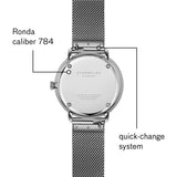 Sternglas Naos Xs Quartz Watch Metal Strap | White Silver/Milanaise Silver