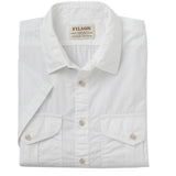 Filson Men's Washed Short Sleeve Feather Cloth Shirt | White